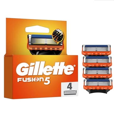 Gillette Recharges De Rasoir Fusion5 Pour Hommes, Pack De 4, AUTHENTIQUES, Cartouches Avec Bande Lubrifiante Et 5 Lames Pour Un Rasage Manuel Efficace, Compatibles Avec Les Manches De La Série Fusion