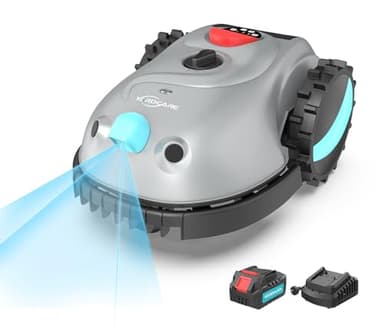 YARDCARE V100 Robot Tondeuse sans Fil Périphérique avec Navigation Visuelle, Détection d'obstacles 150, Robot Tondeuse Gazon avec Batterie(4Ah), Peigne à Herbe, Lames de Rechange