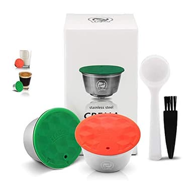 i Cafilas 1 Capsule de Café Dolce Gusto Réutilisables, avec 1 Dosettes de Lait Rechargeables Compatibles avec Machine Nescafé Dolce Gusto +1 Cuillere + 1 Brosse - Acier Inoxydable
