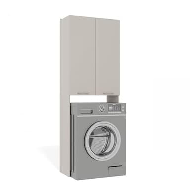 CDF Armoire Machine à Laver Meuble au-Dessus Colonne Placard Salle de Bain Buanderie Rangement avec 4 x Étagères Fermés Portes Battantes Gain Place Petit Espace Moderne – Cachemire