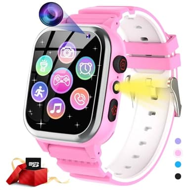 JUBUNRER Montre Enfant 26 Jeux, Téléphone, Podomètre, Calories SOS Montre Connectée Enfant Garcon Garçons Filles Caméra HD, Lecteur de Musique, Vidéo, Cadeaux d'anniversaire