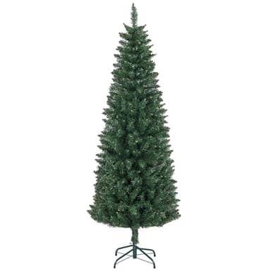 HOMCOM Sapin de Noël Artificiel 180 cm Arbre de Noël Slim avec Support en Acier Pliable, 479 Branches épines, décoration de Noël Effet réaliste, Vert