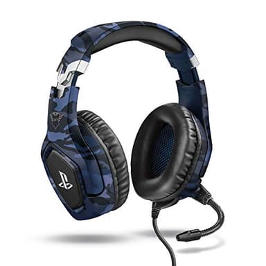 Trust Gaming Casque Gamer PS4 et PS5 avec Licence Officielle pour Playstation GXT 488 Forze-B - avec Microphone Flexible Repliable, Coupure du Micro et Réglage du Volume sur Fil - Bleu