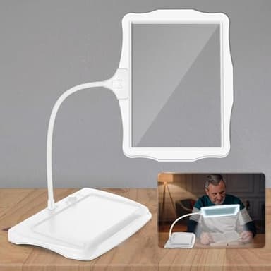 NZQXJXZ 10X Rechargeable Lampe Loupe sur Pied, Lampe Loupe de Bureau Flexible à Col de Cygne 50 LED, Grande Loupe Eclairante pour la Lecture, la Couture, l'Artisanat, la Peinture, Le Bricolage