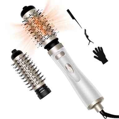 OKWRAP Seche Cheveux Brosse Rotative Brosse Soufflante Rotative 3 en 1 Brosse Rotative 3 Températures, Brosse Chauffante Rotative de 1000 Watts et 2 Embouts Pour Sécher, Lisser, Modeler du Volume