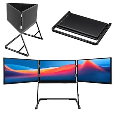LADECNERHT 15,6" Extension D'écran Triple pour Ordinateur Portable, écran Full HD 1080p, Compatible Windows Et Mac Extension D'écran pour Ordinateur Portable 13-17" avec Port USB-C/HDMI