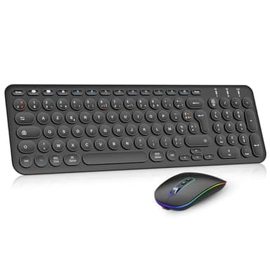 Cimetech Ensemble Clavier Souris sans Fil Rechargeable Multidispositifs (2,4 GHz+BT1+BT2), Combo Clavier Français et Souris avec Pavé Numérique pour Wins/Linux/MacOS - Noir