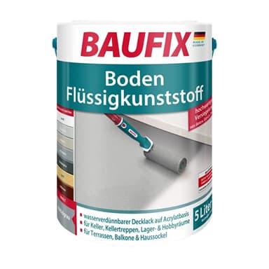 Baufix Revêtement synthétique liquide Sols gris moyen, mate, 5 litres, Peinture sol & béton, Peinture respirante pour intérieur et extérieur, pour béton/chape/ciment