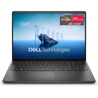 Dell 16 PC Portable DC16255 AMD Ryzen 7 250, 16" 2K (1920x1200) Antireflet, AMD Radeon, 16 Go RAM DDR5, 1 to SSD, Windows 11 Home, Clavier rétroéclairé AZERTY – Carbon Black