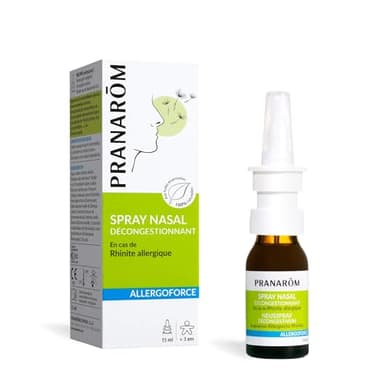 Pranarôm - Allergoforce Spray Nasal Décongestionnant - Aux Huiles Essentielles Bio, Rhinite Allergique et Inconforts Saisonniers - 15 ml