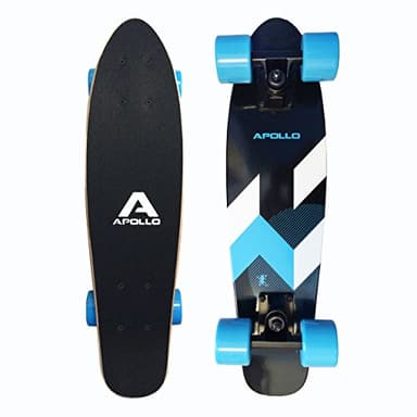 Apollo Fancy Board - Matei Mini- Vintage Cruiser, Board Complet | Taille: 22.5'' (57,15 cm) | Couleur: Blue/Noir | Skateboard: Petit et maniable…