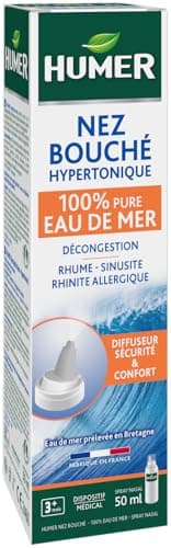 Humer - Spray Nez bouché Adulte/Femme enceinte - 100 pourcent eau de mer - Décongestionne le nez - Pas de saveur - 50 ml