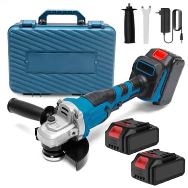 Meuleuse D'angle sans fil 21V, Meuleuse D'angle 125mm, 1500W Disqueuse avec 11000RPM,3 Vitesses avec Batterie et Affichage de la Batterie,Sans Pièces Coupées pour Couper Polir Poncer (2 Batterie)