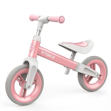 Draisienne Enfants Vélo Bébé sans Pédales de 1.5-4 ans Jusqu'à 25 kg, Volant et Selle Réglables en hauteur, Antivol de Direction, Vélo d'enfant ultra Léger Vélo d'équilibre pour Garçons Filles, Rose