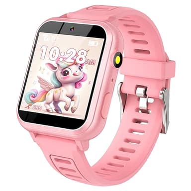 clleylise Montre Connectée Enfant, Montre Intelligente Enfant 36 Jeux, Podomètre Torche avec HD Caméra Musique MP3, Montre Enfant 4-12 Ans, Cadeau d'anniversaire pour Garçons et Filles (Rose)