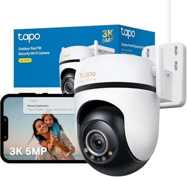 Tapo C530WS Caméra de Surveillance extérieure 360°, 3K 5MP, Vision Nocturne Couleur Starlight, détection IA, Suivi de Mouvement, WLAN ou Ethernet