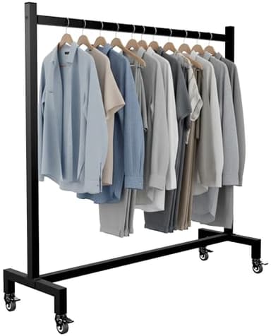 CLP Portant à roulettes réglable Gisborne, valet robuste en métal, avec roues en caoutchouc, design moderne pour couloir, Couleur:noir, Taille:120x38x120