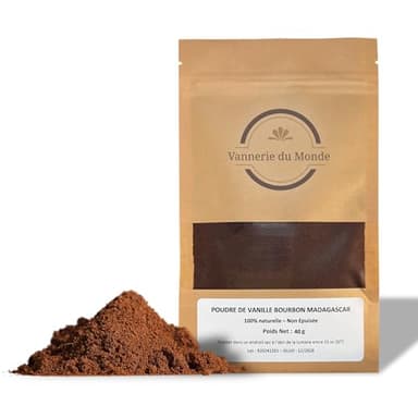 Poudre de Vanille Premium de Madagascar – 40g - 100% Vanille Bourbon Naturelle - Arôme Intense & Parfum Gourmet - Idéale Pâtisserie, Dessert & Cuisine - Qualité Professionnelle Sans Additif