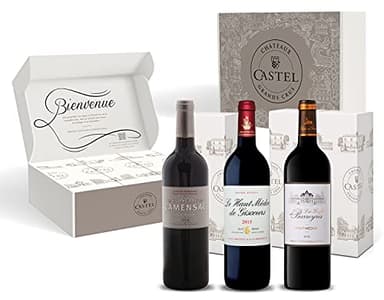 Coffret Cadeau - Vin Rouge - Coffret Grands Vins de Haut Medoc - Closerie de Camensac - Haut-Medoc de Giscours - Griffe de Barreyres - 3x75cl