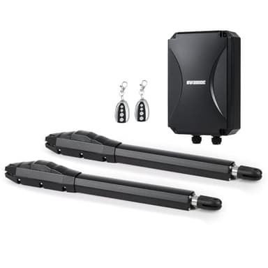 CO-Z Motorisation Portail Battant 220V/24V Double Bras pour 2 Vantaux Jusqu'à 400KG 6M avec 2 Télécommandes Moteur DC Automatisme à Vérins Télescopique Alimentation Solaire ou Batteries