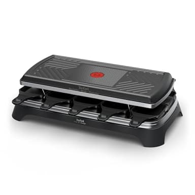 Tefal Inox & Design, Appareil à raclette 3-en-1, Appareil à raclette, Gril et plancha, Revêtement antiadhésif, 10personnes, RE458NF0