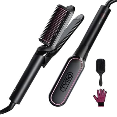 TYMO Lisseur Cheveux Professionnel- Fer a Lisser et Boucleur 2 en 1 Brosse Lissante Ionique Brosse Chauffante Lissante pour Lisseur Rapide, Anti-BrûLure et Anti-Emmêlage, Pour Tous Types de Cheveux