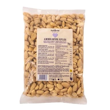 Amandes blanchies 1 kg nut&me | Amande naturelle décortiquée | Sans additifs ni conservateurs | Source de protéines | Sans sel |