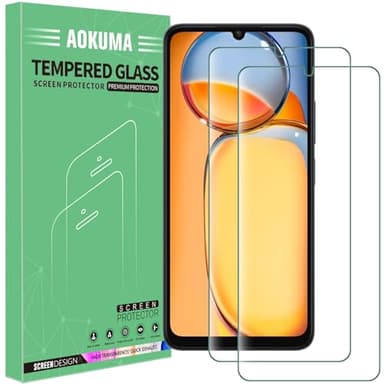 AOKUMA Verre Trempé compatible Xiaomi Redmi 13C/Honor X5C/X5C Plus, [Lot de 2] Protection d'écran Pour Redmi 13C/Poco C65 [0.26mm] [Extrêmement résistant aux rayures] [Haute définition]