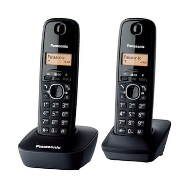 Panasonic KX-TG1612FRH Téléphone Numérique Sans Fil, Base et 2 Combinés, Identification de l'Appelant, Batterie Longue Durée, LCD, Mémoire de Rappel, Réveil, RÉPONDEUR TouteTouche, gris anthracite