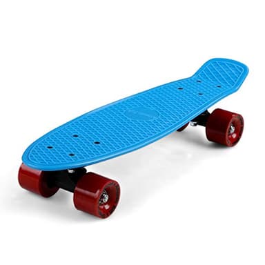 Monzana Skateboard 22' Bleu/Rouge Roues ABEC 7 Pennyboard Design rétro Adultes Enfants Adolescents Mini Cruiser Planche