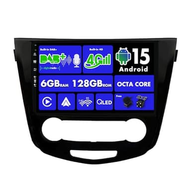 SXAUTO 『Built-in 4G / Dab』Android 15-6G+128G Autoradio pour Nissan Qashqai J11 X-Trail Rouge (2014-2018) - sans Fil Carplay/Android Auto/DSP Caméra + MIC - 10.1 Pouce 2 Din Volant 360-CAM Fast-Boot