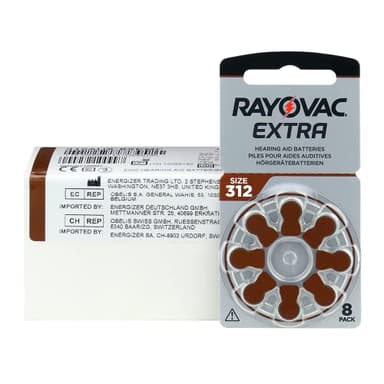 Rayovac Extra 312 312AUX-8XEMF-10 Lot de 80 Piles Zinc-air pour appareils auditifs Haute Performance Marron