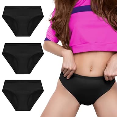Lot 3 Culottes Menstruelles Adolescentes en Fibre de Bambou | Absorption Nid d'Abeille, Respirantes, Antibactériennes | Écologiques et Réutilisables | Jeunes Filles et Ado | Incontinence légère