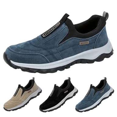 TDEOK Chaussures d'extérieur pour homme - Chaussures d'hiver sans lacets - Chaussures de randonnée à enfiler - Légères - Larges - Antidérapantes - Chaussures de marche - Chaussures de course sur route