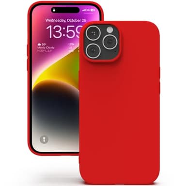 YATWIN Coque pour iPhone 14 Pro Max, Coque TPU Aspect Silicone Liquide avec Doublure, Protection Caméra et Écran 1mm, Fine et Légère, Anti-Rayures, Rouge