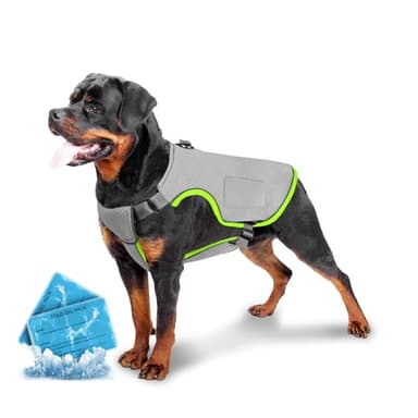 Gilet Rafraichissant pour Chien Manteau Refroidissant Frais et Confortable Harnais Rafraichissant Chien Réglable avec Bande Réfléchissante pour Grands Chien XXL (avec 2 Pack de Gel réfrigérant)