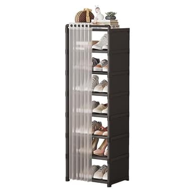 AISIR Étagères à Chaussures à 8 Niveaux, Rangement Chaussure, Porte-Chaussures, Résistant à la poussière, 42x30x124 cm, pour entrée,Chambre,Salon -Noir