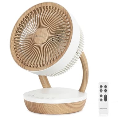 MYCARBON DC Ventilateur Ultra Silencieux 20dB Mode ECO avec Télécommande Ventilateur de Table Puissant Silencieux Chambre 1800m³/ h Ventilateur de Circulation 3D Oscillation 8 Vitesses 8h Minuterie