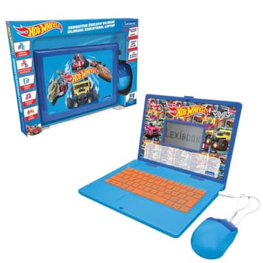 Lexibook, Hot Wheels Bilingual Educational Laptop – 124 Activities in French/English, JC598HWi1