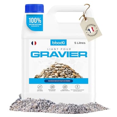 BIBODU Liant Gravier Extérieur 5L | Liant pour Gravier | Colle Gravier Exterieur | Parfait pour Gravier, Pierres et Paillis | Utilisation sur Sentiers, Terrasses et Jardins Extérie