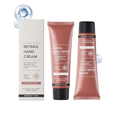 Lot de 2 crèmes anti-âge au rétinol pour les mains - Crème hydratante anti-âge pour les rides des mains - Ferme et jeune - Pour peaux sèches et déchirées - Format voyage