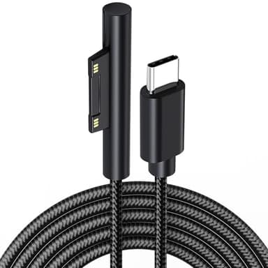 Câble de Charge USB-C Compatible avec Microsoft Surface Pro 3/4/5/6/7 Go 2 Book 1/2 et Laptop 1/2, 2M Nylon Tressé, Doit Fonctionne avec Chargeur USB-C PD45W 15 V 3 A
