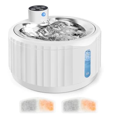 Fontaine a Eau Chat sans Fil, 2.8L Fontaine Eau Chat avec Détecteur de Mouvement et Filtres de Rechange, 4000 mAh Abreuvoirs pour Chats avec Plateau en Acier Inoxydable