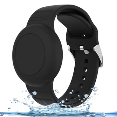 Bracelets étanches pour Enfants compatibles avec Apple Air Tag Tracker avec Silicone Souple, Coque Anti-Perte pour Enfants (Noir)