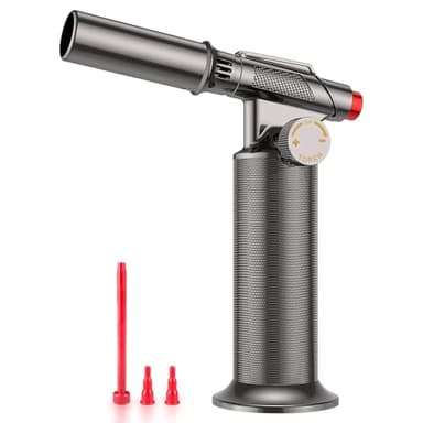 Sondiko Chalumeau, Torche à Souder en Métal Rechargeable, Chalumeau de Cuisine pour la Cuisson, Flamme Réglable et Coupe-Vent à Flamme Continue pour Soudure, Artisanat (Butane Non Inclus)