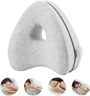 Oreiller de Jambe Oreiller de Genou Oreiller de Couchage Latéral Ergonomique avec Oreiller en Mousse à mémoire de Forme optimale pour Dormeurs sur Le côté Oreiller de Positionnement avec Housse