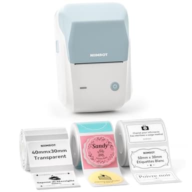 NIIMBOT B1 Étiqueteuse avec 3 Rouleaux D'étiquettes,Larges Étiquettes Autocollantes pour la Maison,la Cuisine et Le Bureau (Dont Un Rond)