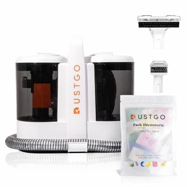 DUSTGO - Shampouineuse Canapé Tissu, Nettoyeur pour Tapis & Moquettes, Moteur 600W, Compact et Portable, Nettoyeur Voiture, Réservoir Amovible, Pour Meubles, Escaliers, Tissus d’Ameublement