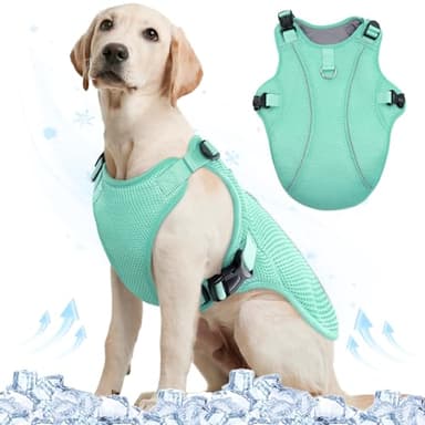 Kuoser Gilet rafraîchissant pour chien, manteau rafraîchissant pour chien, manteau frais respirant pour chiens, harnais de refroidissement réfléchissant pour chien, essentiel d'été pour chien, vert,