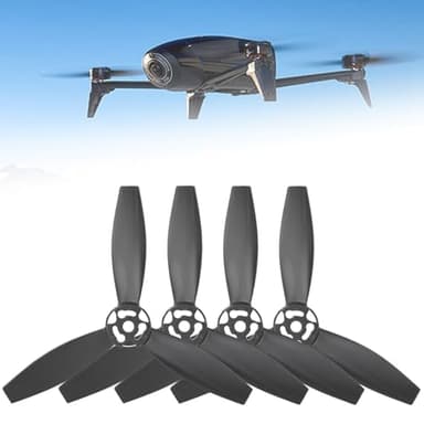 Naroote Hélice d'avion RC, Conception Triangulaire Légère pour Drone Bebop 2, 4 Accessoires de Remplacement Noirs pour Une Meilleure Traction, Convient pour Drone Bebop 2 RC (Black)
